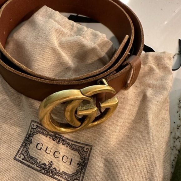 Gucci Brown Leather Double G Belt main image 4